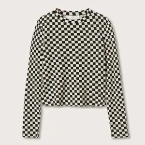 Mango Black/Cream Long-Sleeved Plaid T-Shirt